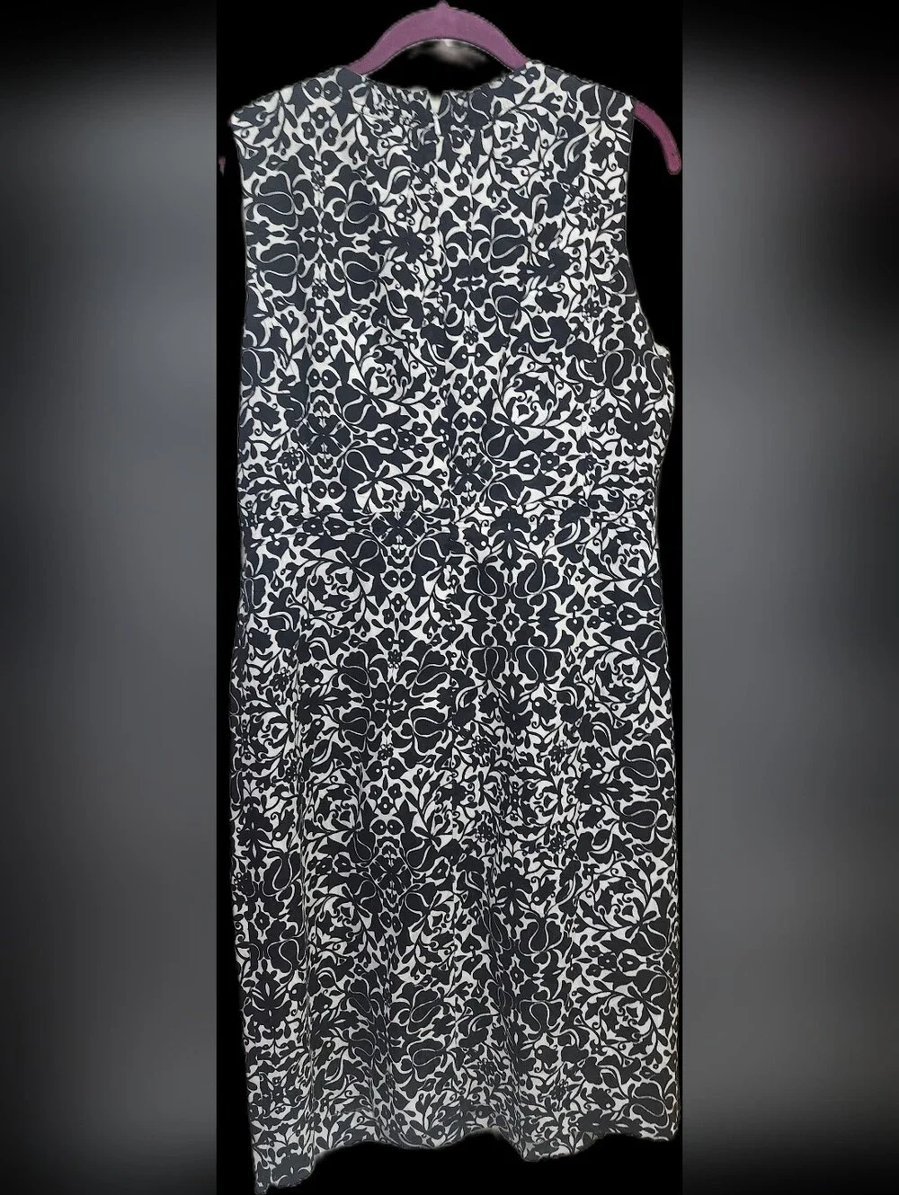 Tory Burch Belinda Silk Blend Jacquard Dress Black White Size 12 Elegant